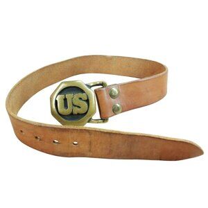 Vintage 70's Bras Tech Ether Guild US Civil War Union Army Military Belt Sz 30"